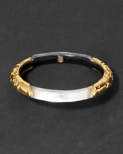 Lucite Brutalist Skinny Bangle- Silver