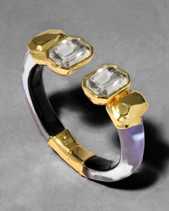 Lucite Crystal Capped Hinge Bracelet- Aurora