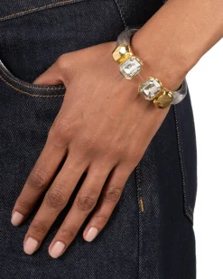 Lucite Crystal Capped Hinge Bracelet- Aurora
