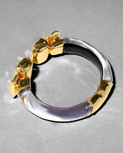 Lucite Crystal Capped Hinge Bracelet- Aurora