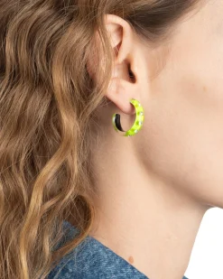 Lucite Crystal Hoop Earring- Fluorescent Yellow