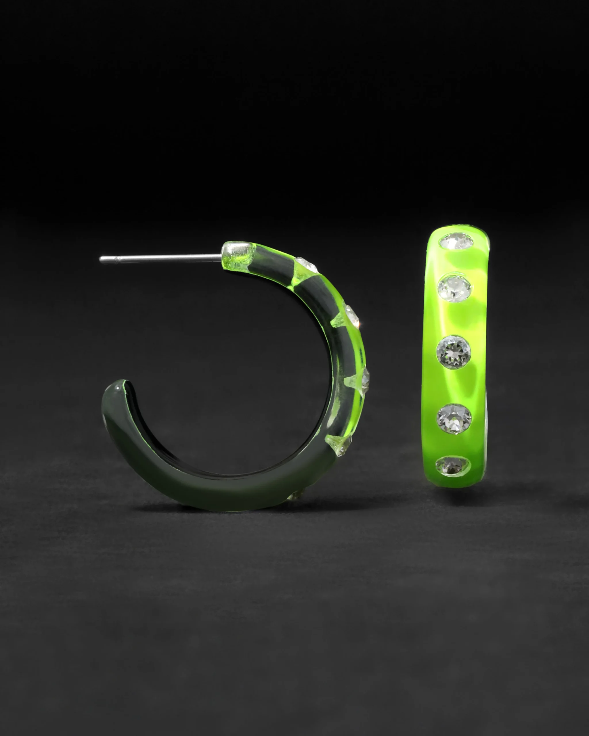 Lucite Crystal Hoop Earring- Fluorescent Yellow