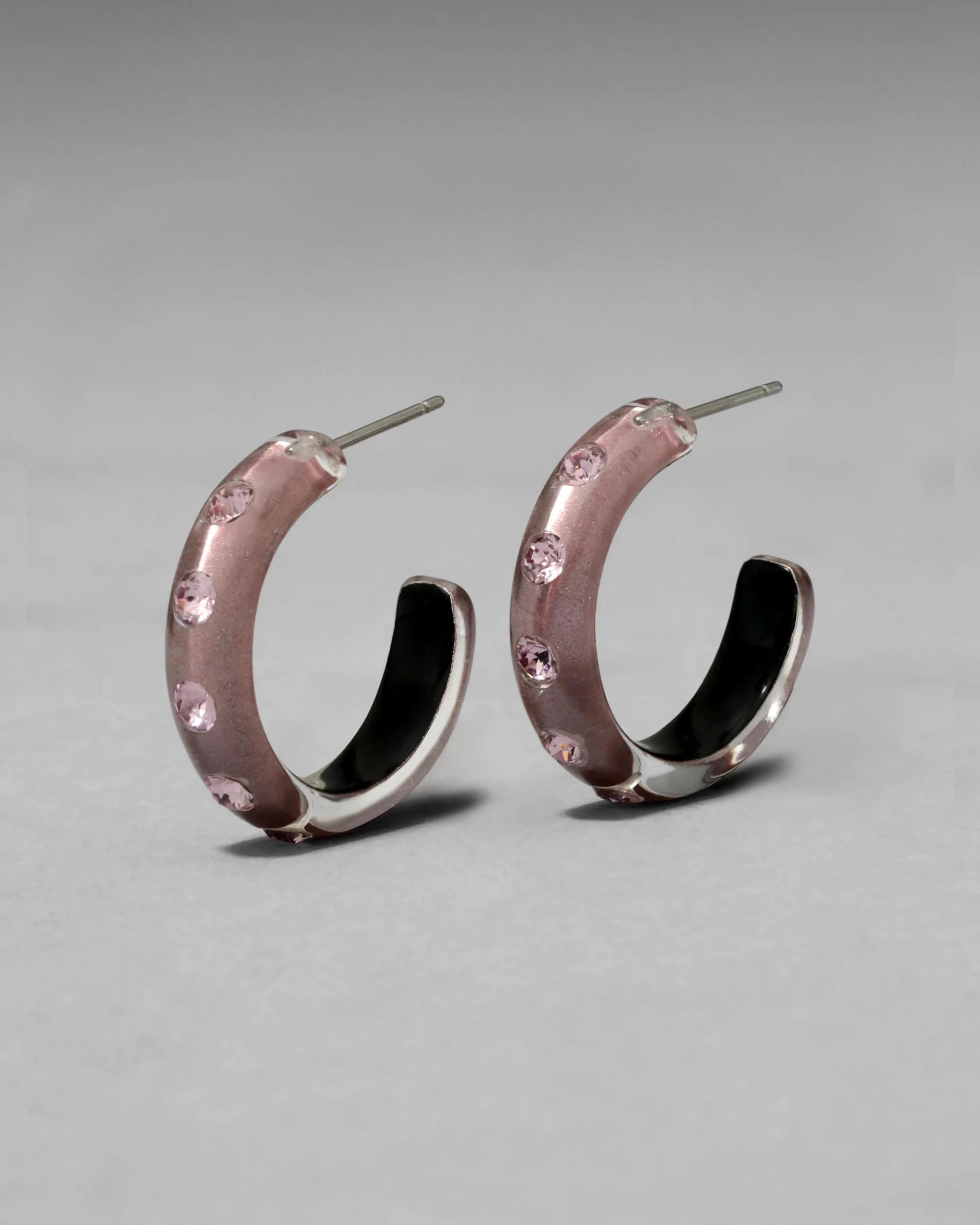 Lucite Crystal Hoop Earring- Dusty Rose