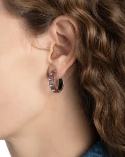 Lucite Crystal Hoop Earring- Dusty Rose