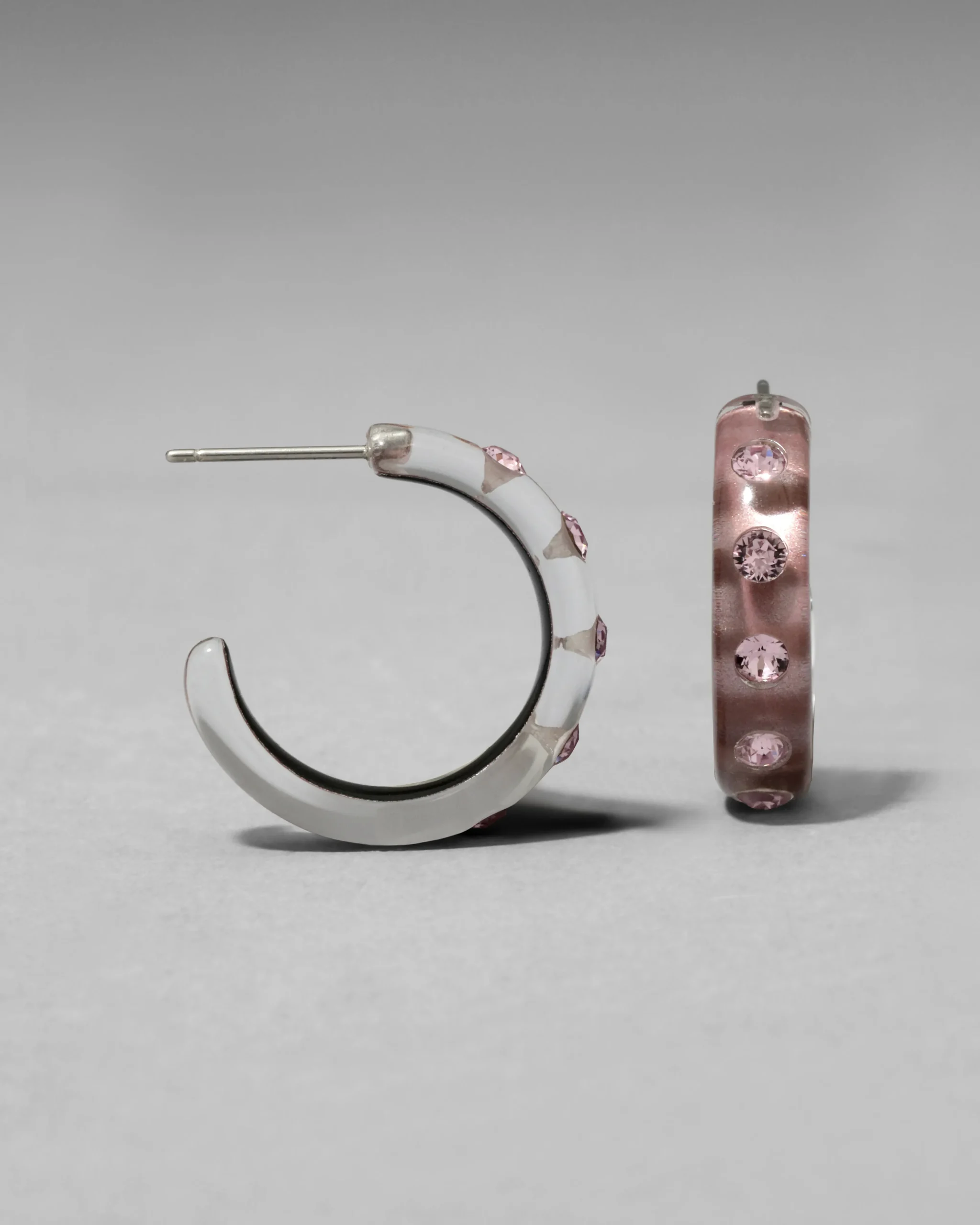 Lucite Crystal Hoop Earring- Dusty Rose
