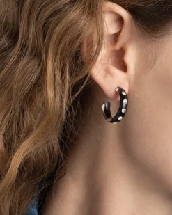 Lucite Crystal Hoop Earring- Onyx