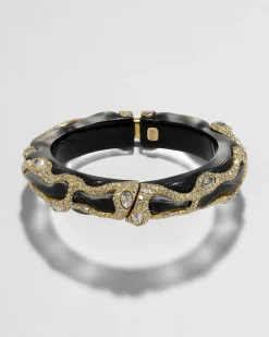 Lucite Crystal Pave Hinge Bracelet- Black
