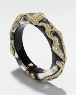 Lucite Crystal Pave Hinge Bracelet- Black