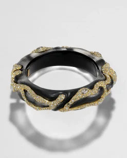 Lucite Crystal Pave Hinge Bracelet- Black