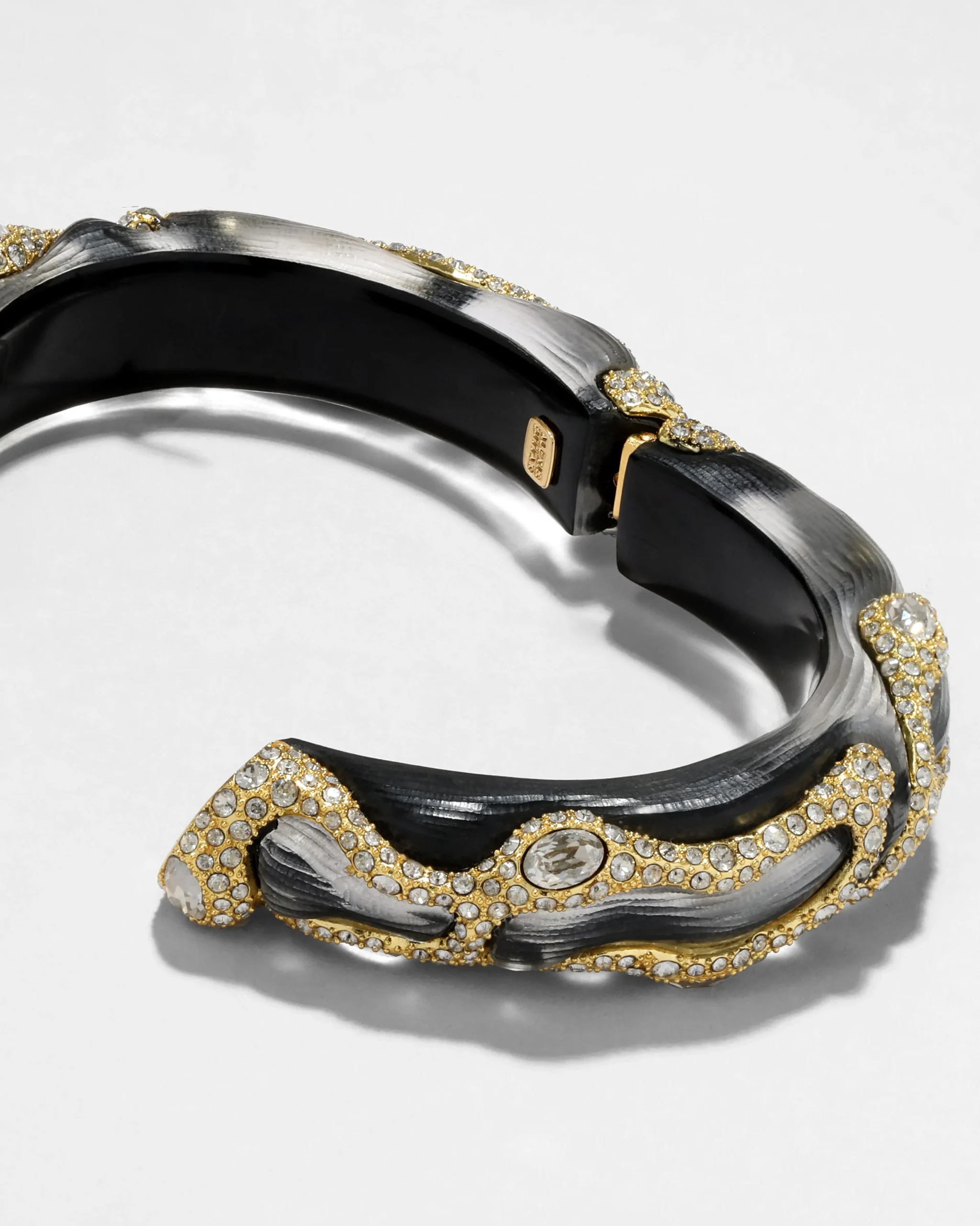 Lucite Crystal Pave Hinge Bracelet- Black