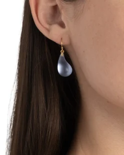 Lucite Dewdrop Earring- Steel Blue