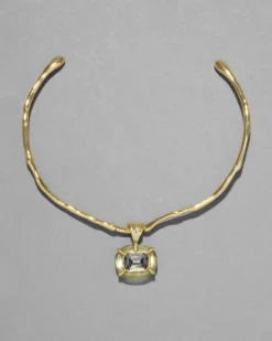 Lucite Jeweled Crystal Collar Necklace- Sage