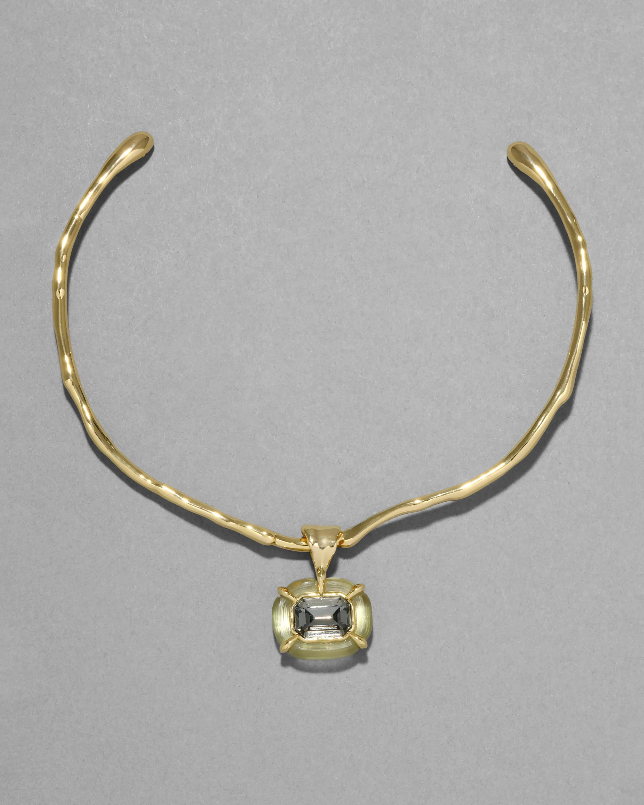 Lucite Jeweled Crystal Collar Necklace- Sage