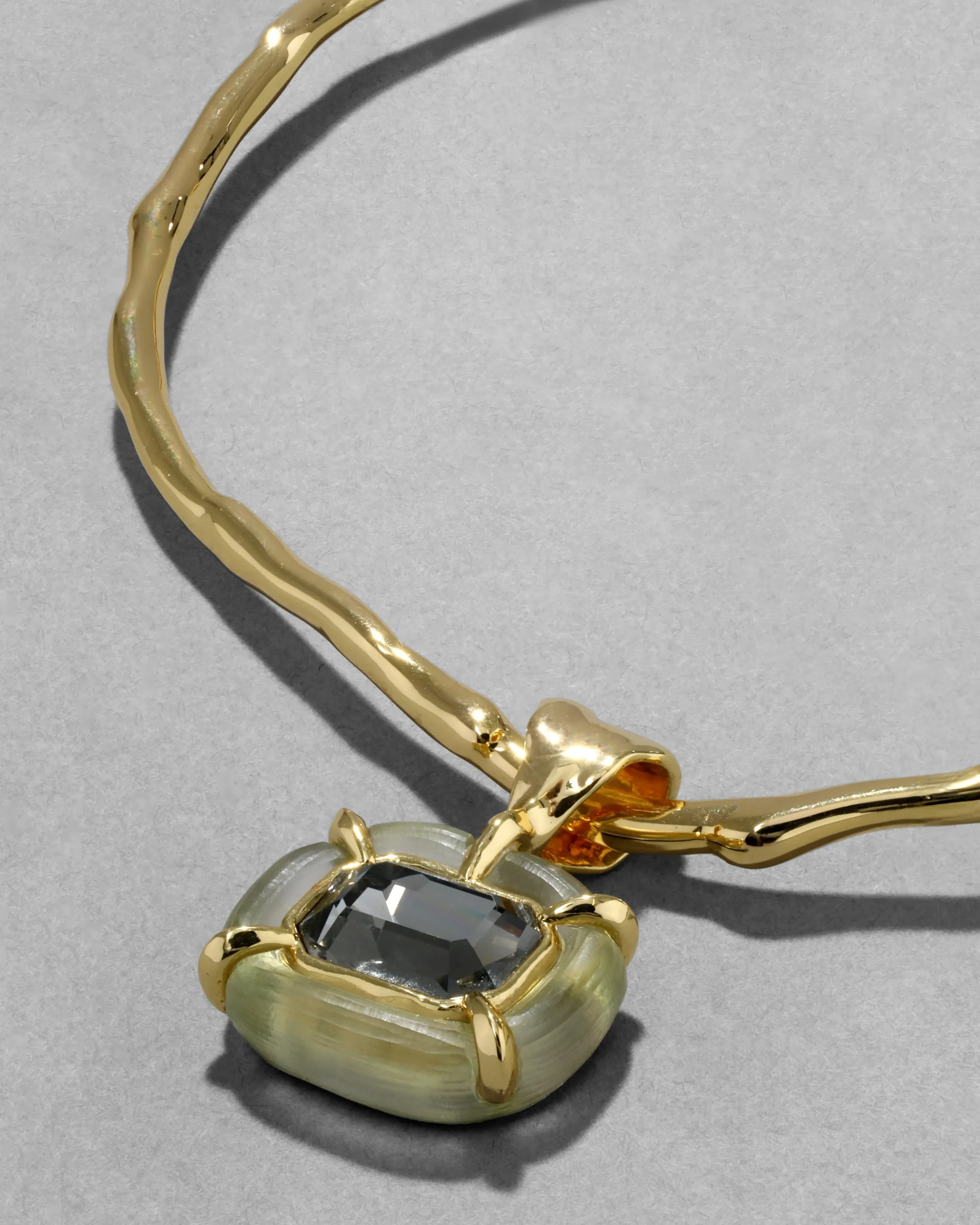 Lucite Jeweled Crystal Collar Necklace- Sage