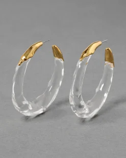 Lucite Molten Hoop Earring - Clear