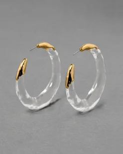 Lucite Molten Hoop Earring - Clear