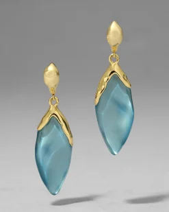 Lucite Petal Leverback Earring- Metallic Sky