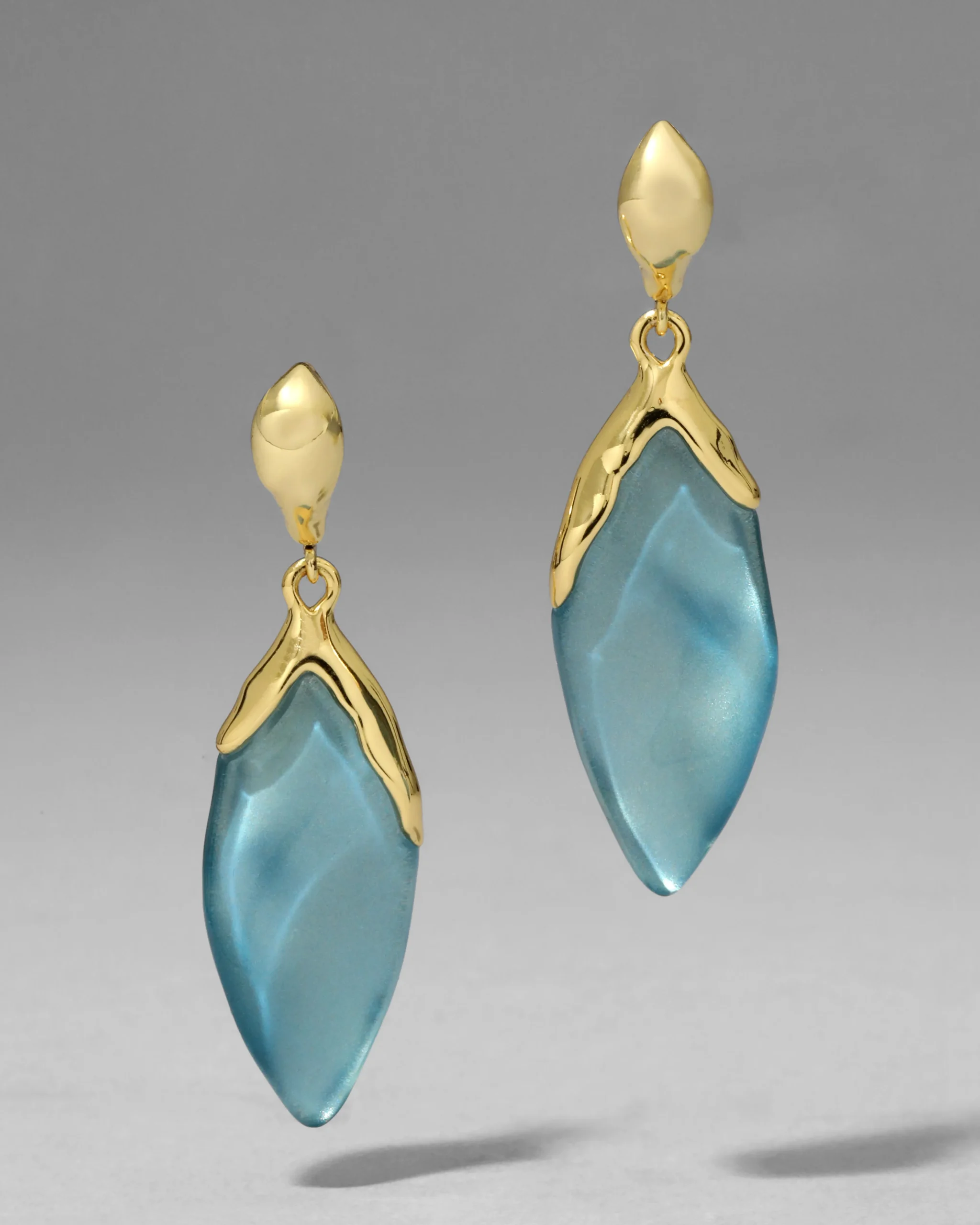 Lucite Petal Leverback Earring- Metallic Sky