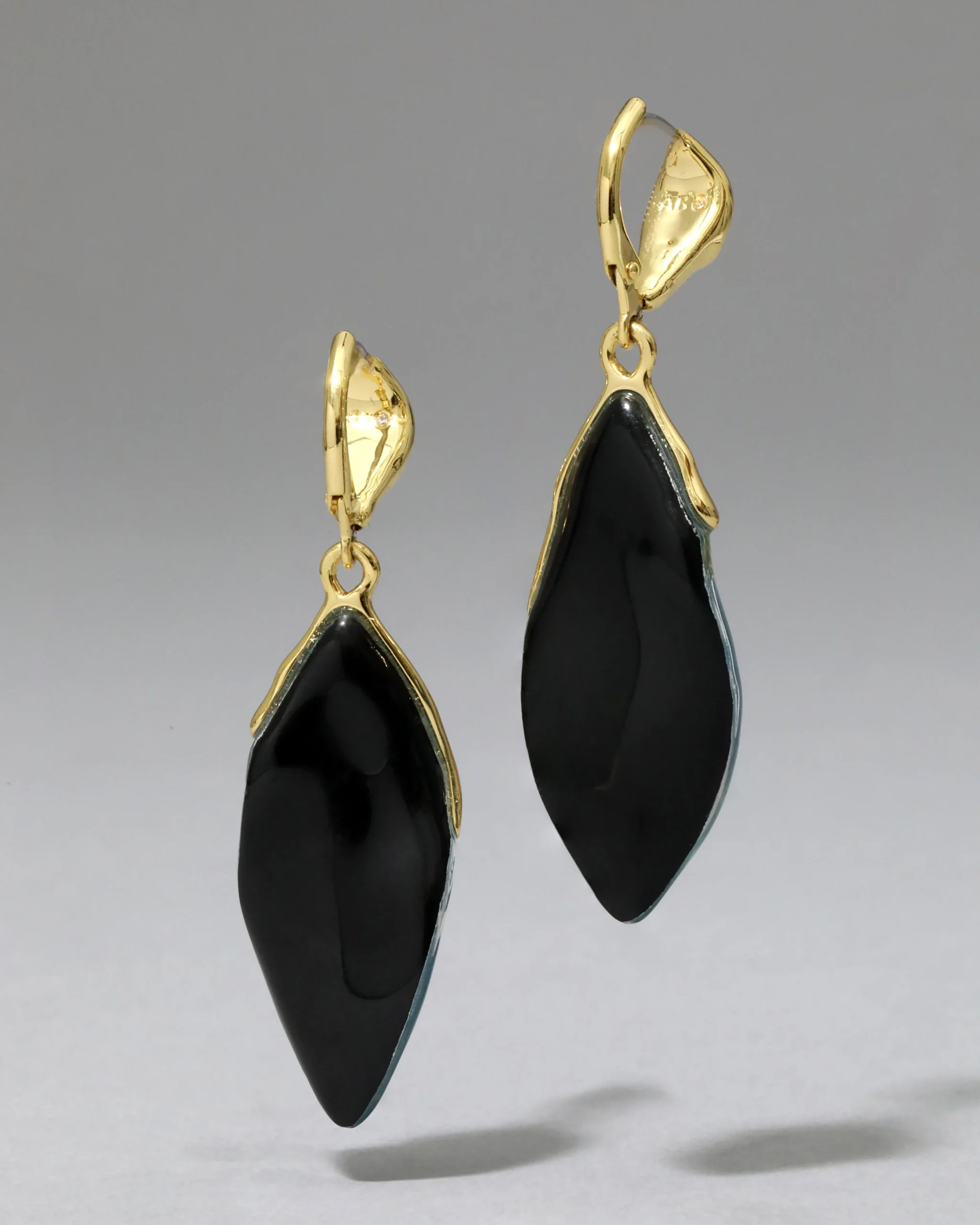 Lucite Petal Leverback Earring- Metallic Sky