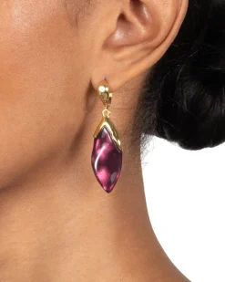 Lucite Petal Leverback Earring- Black Cherry