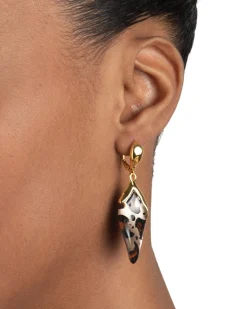 Lucite Petal Leverback Earring- Leopard