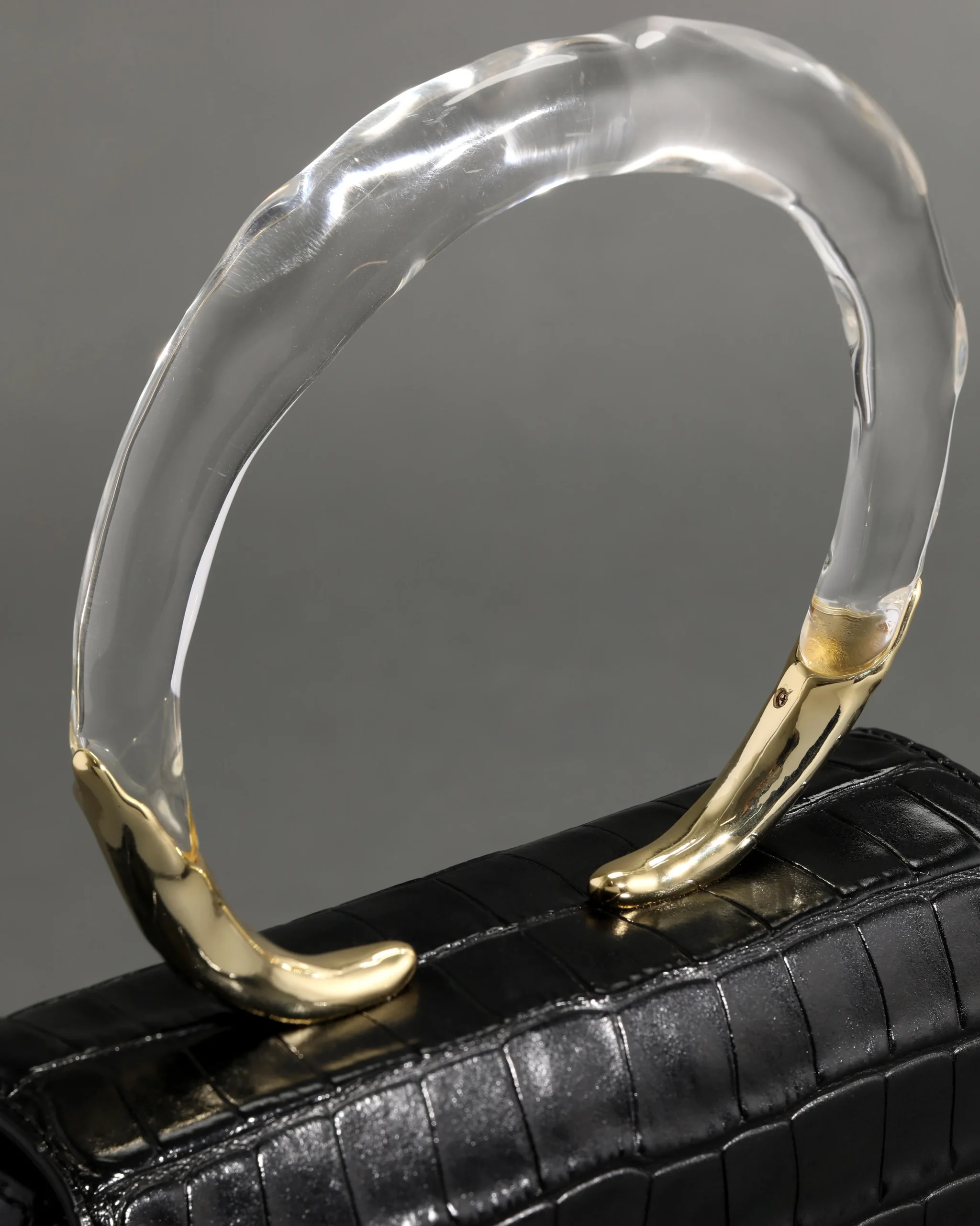 Lucite Quad Handbag - Black Croc