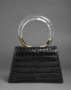 Lucite Quad Handbag - Black Croc