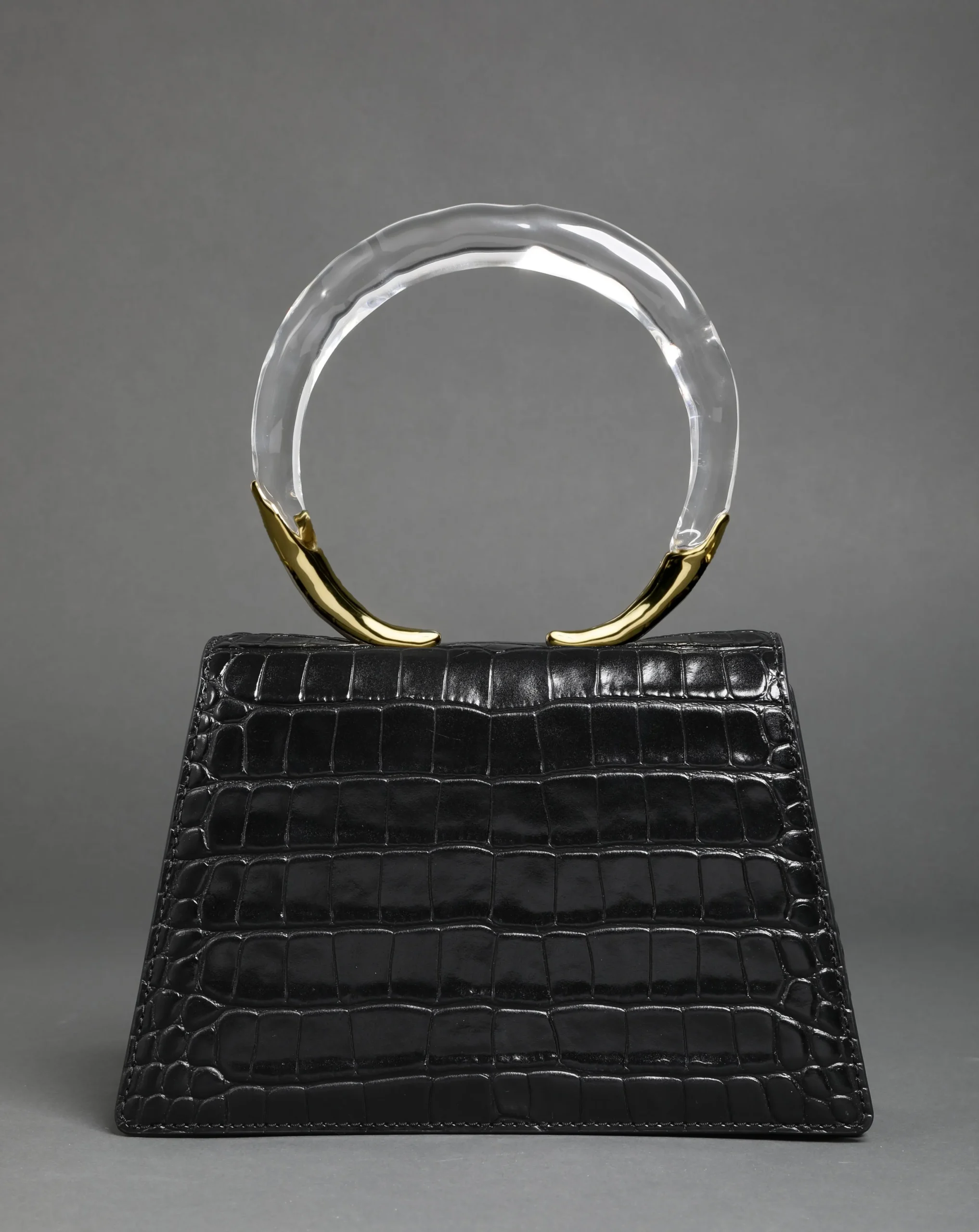 Lucite Quad Handbag - Black Croc