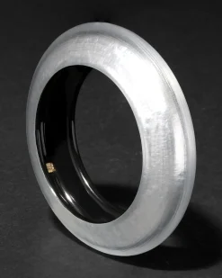 Lucite Saucer Bangle Bracelet- Silver
