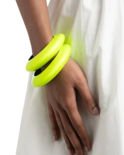 Lucite Saucer Bangle Bracelet- Fluorescent Yellow