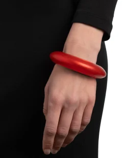 Lucite Saucer Bangle Bracelet- Lipstick Red