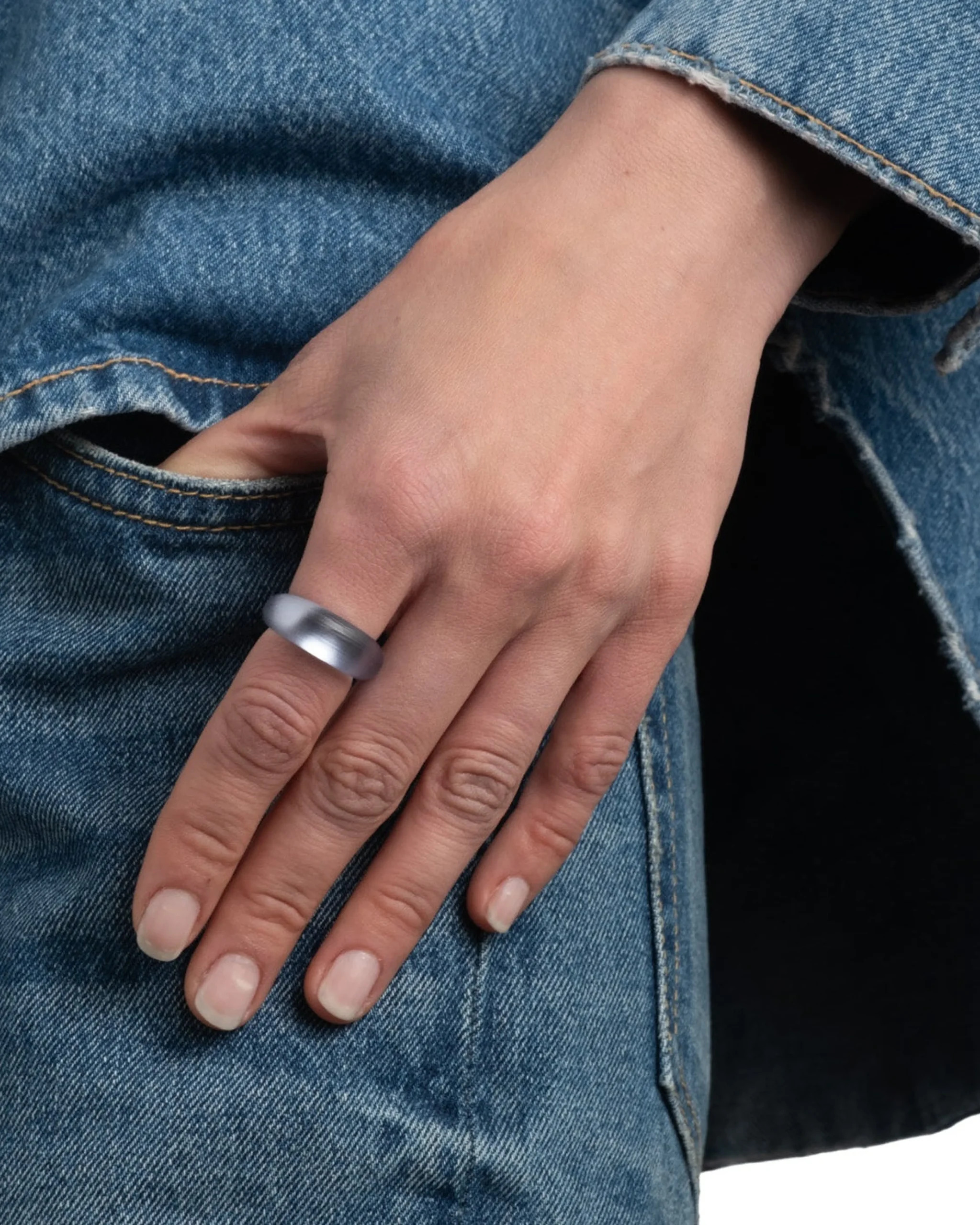 Lucite Tapered Ring- Steel Blue