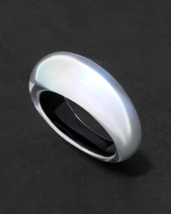 Lucite Tapered Ring- White Opal