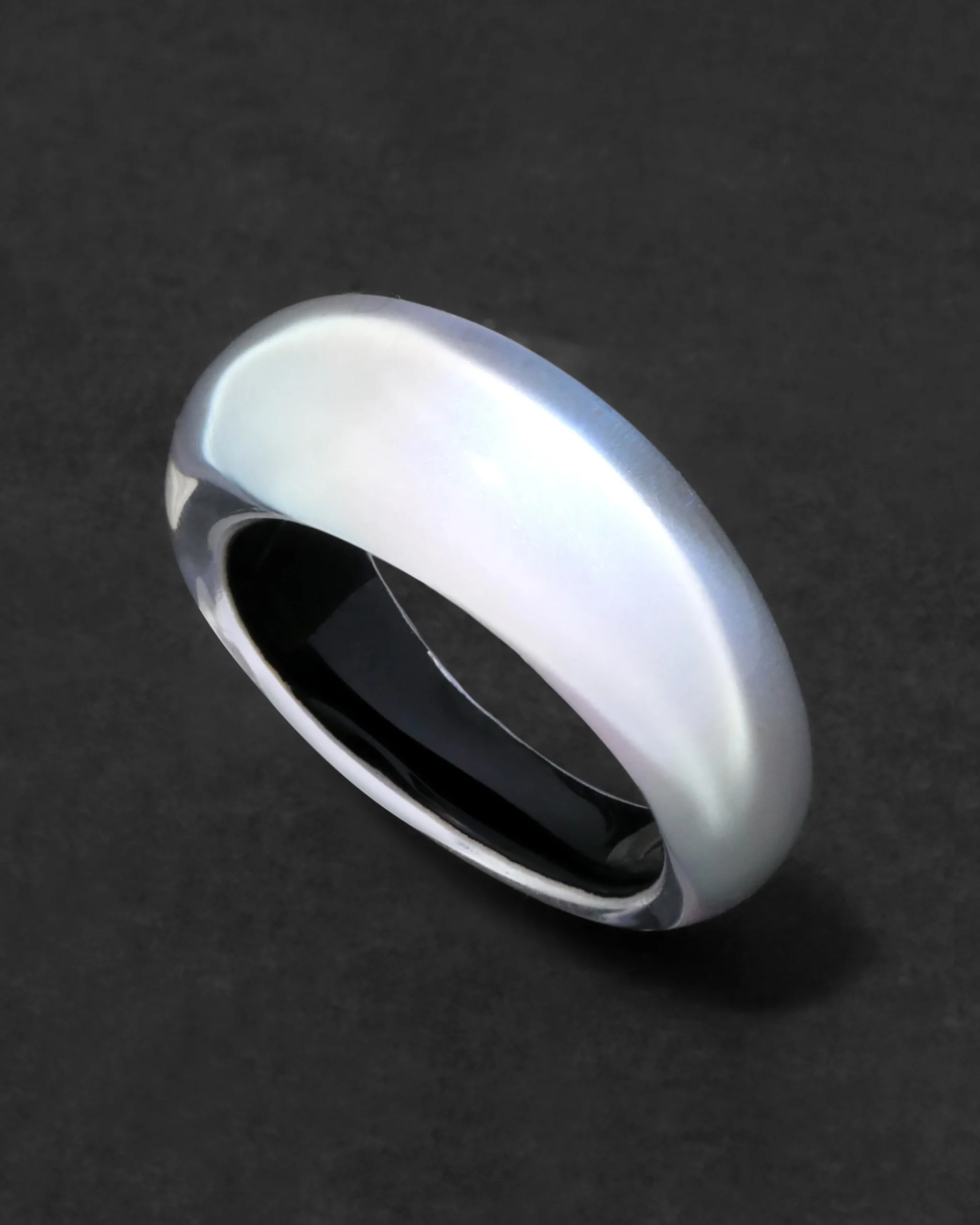 Lucite Tapered Ring- White Opal