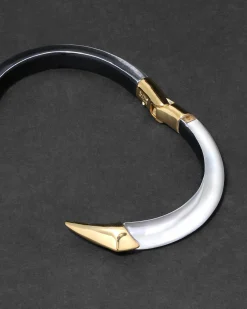 Mirrored Pyramid Brake Hinge Bracelet- White Opal