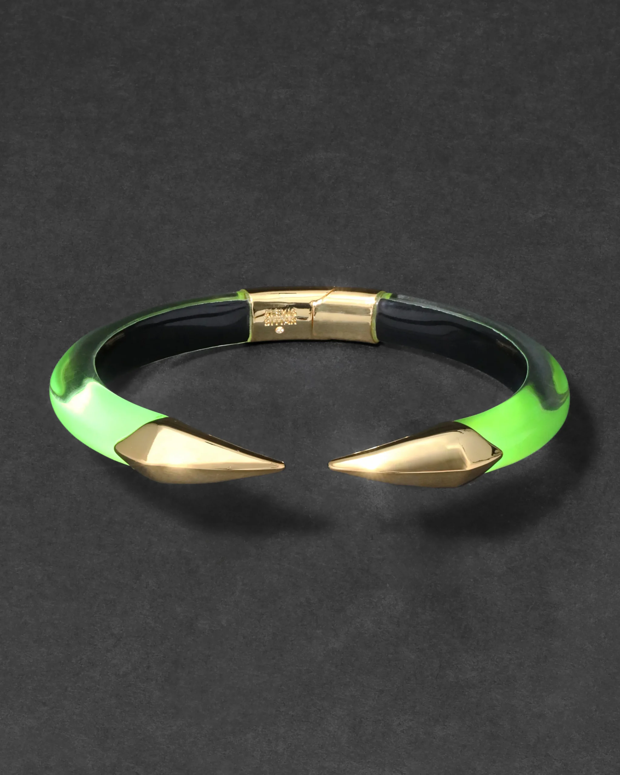 Mirrored Pyramid Brake Hinge Bracelet- Fluorescent Yellow