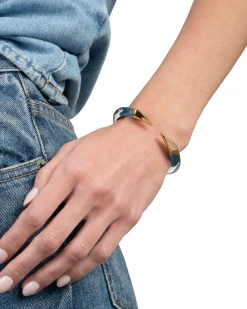 Mirrored Pyramid Brake Hinge Bracelet- Metallic Sky