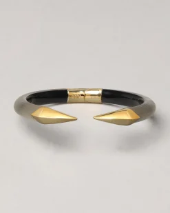 Mirrored Pyramid Lucite Brake Hinge Bracelet- Warm Grey