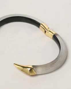 Mirrored Pyramid Lucite Brake Hinge Bracelet- Warm Grey