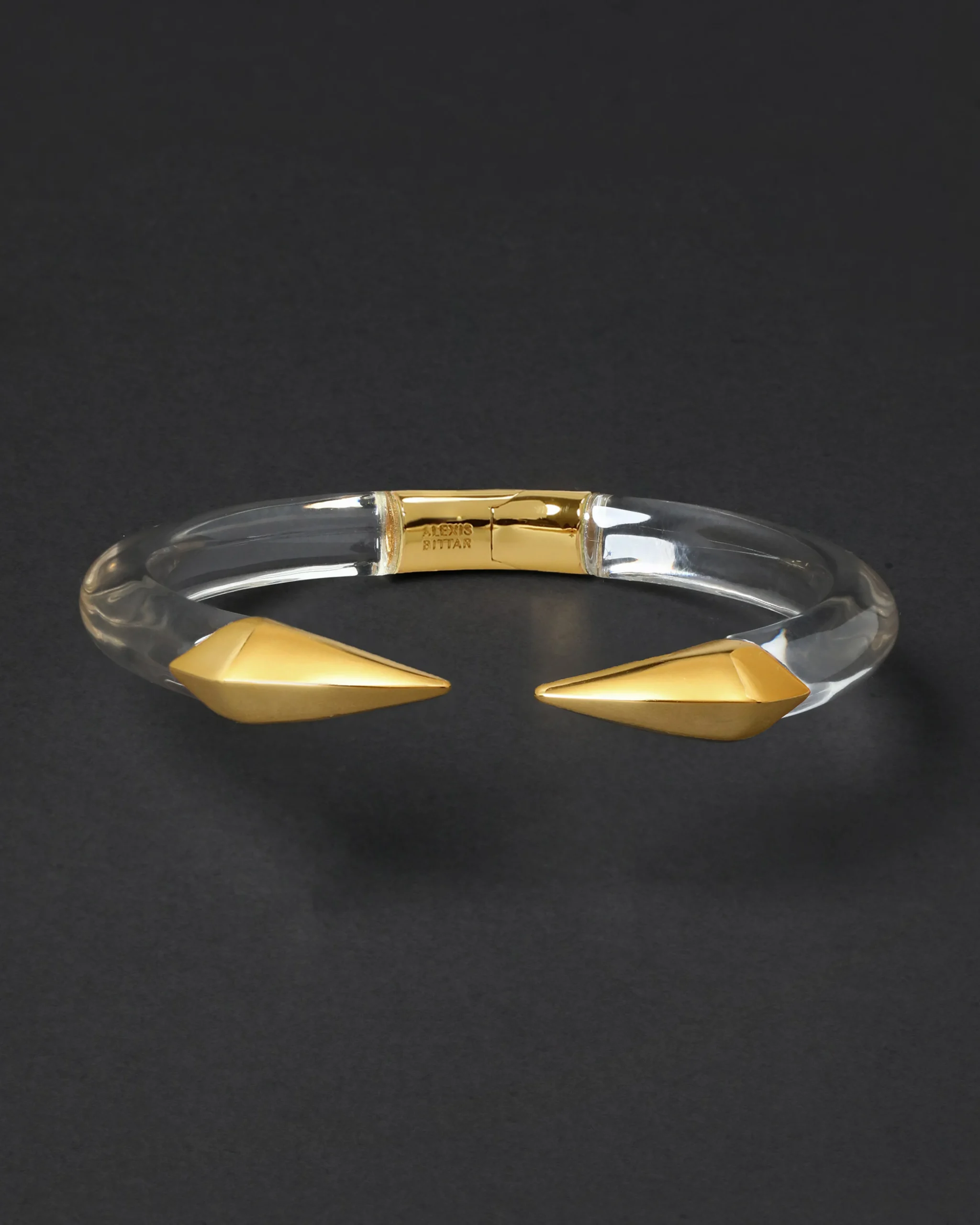 Mirrored Pyramid Lucite Brake Hinge Bracelet- Clear