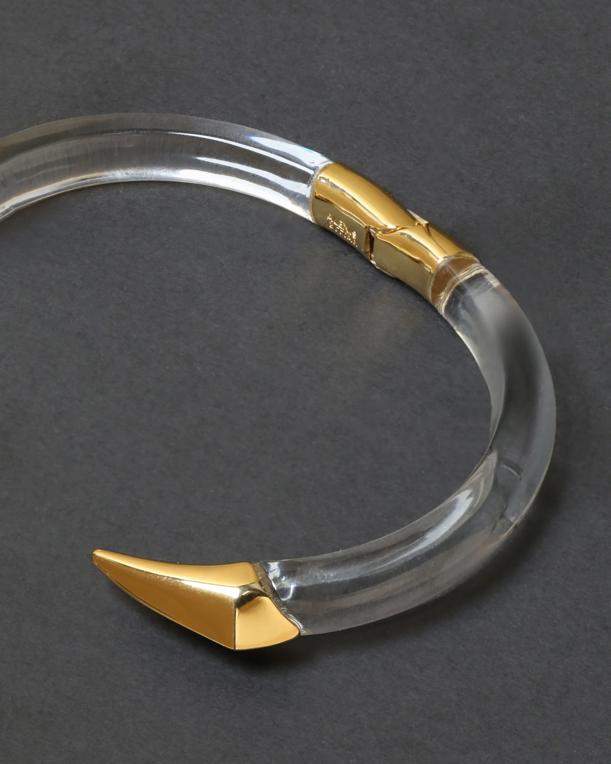 Mirrored Pyramid Lucite Brake Hinge Bracelet- Clear