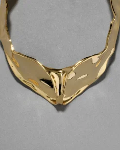 Molten Gold Crest Collar Necklace