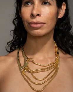 Molten Gold Intertwined Snake Chain Necklace