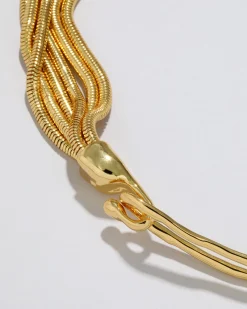 Molten Gold Intertwined Snake Chain Necklace