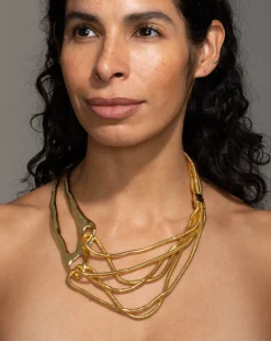 Molten Gold Intertwined Snake Chain Necklace