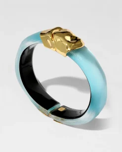 Molten Gold Lucite Hinge Bracelet- Icy Blue