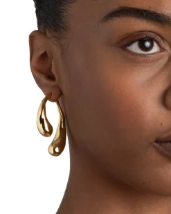 Molten Gold Scoop Front Back Earring