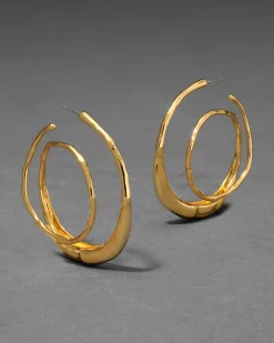 Molten Gold Spiral Hoop Earring