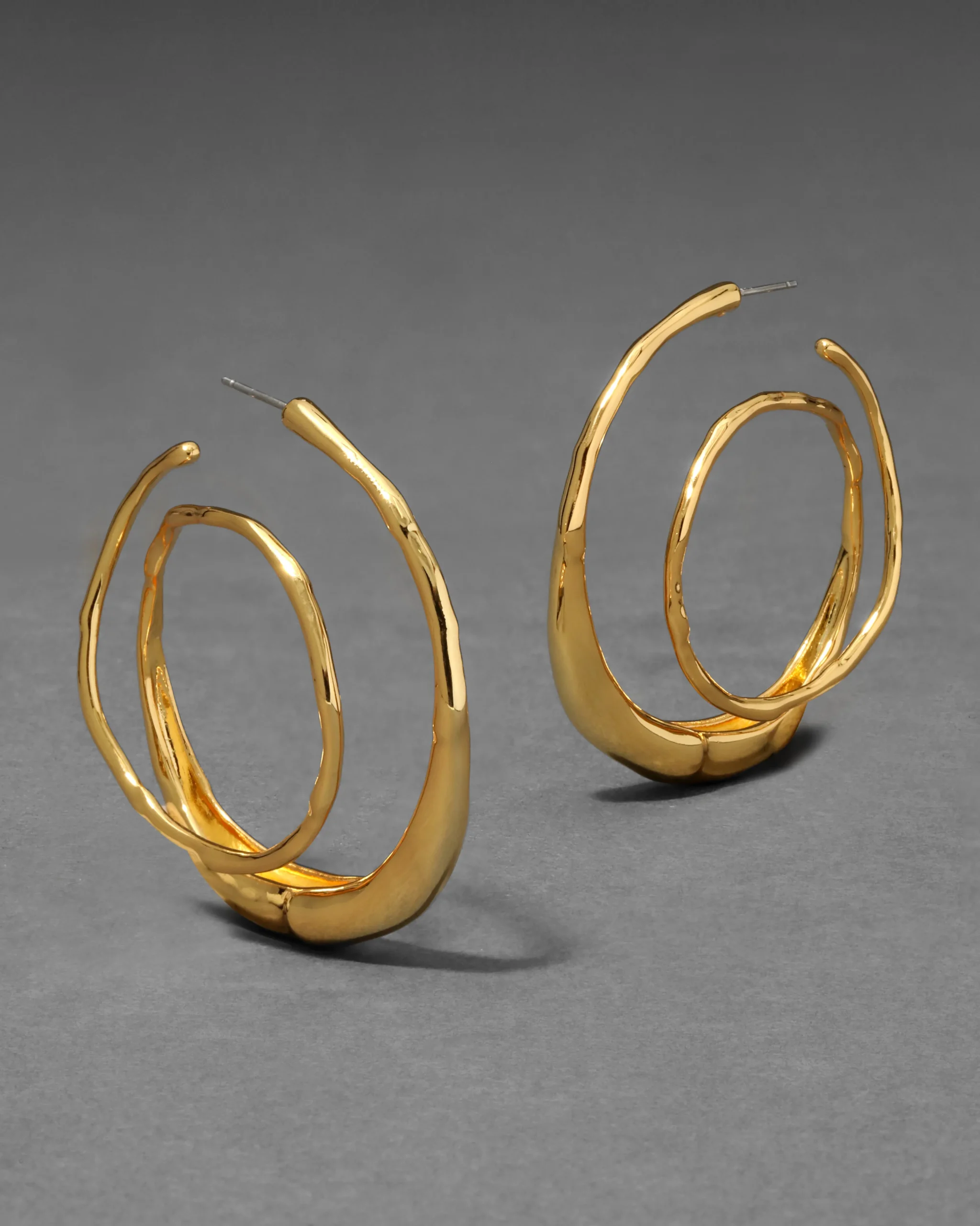 Molten Gold Spiral Hoop Earring