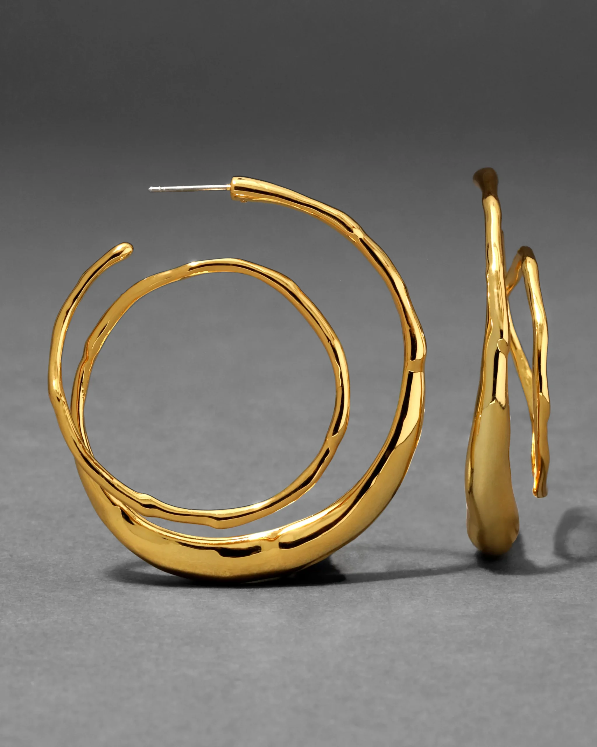 Molten Gold Spiral Hoop Earring